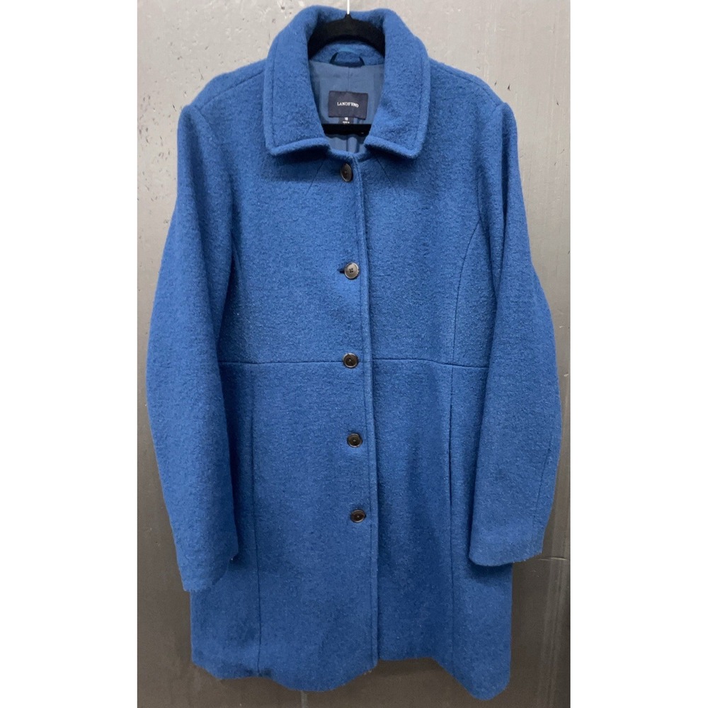 Lands End Pea Coat Women 18 Blue Wool Blend Pockets Lined Preppy Classic Jacket
